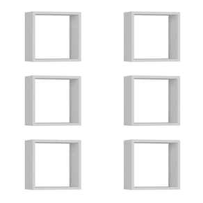 Kit 6 Nichos Organizador de Parede Quadrado Branco - Montanaris Decor