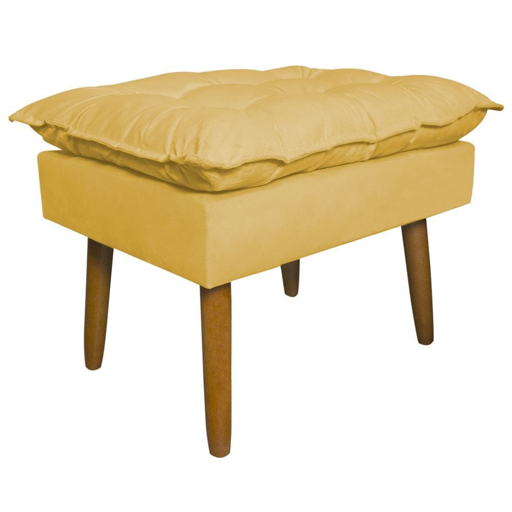 Puff Decorativo para Sala de Estar Opala Suede Amarelo - Montanaris Decor