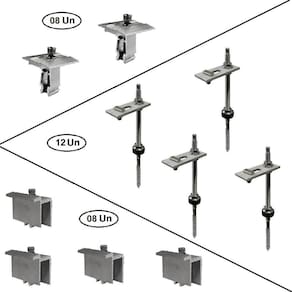 Kit Estrutura Suporte Fixador 06 Placas Solar Alumínio E