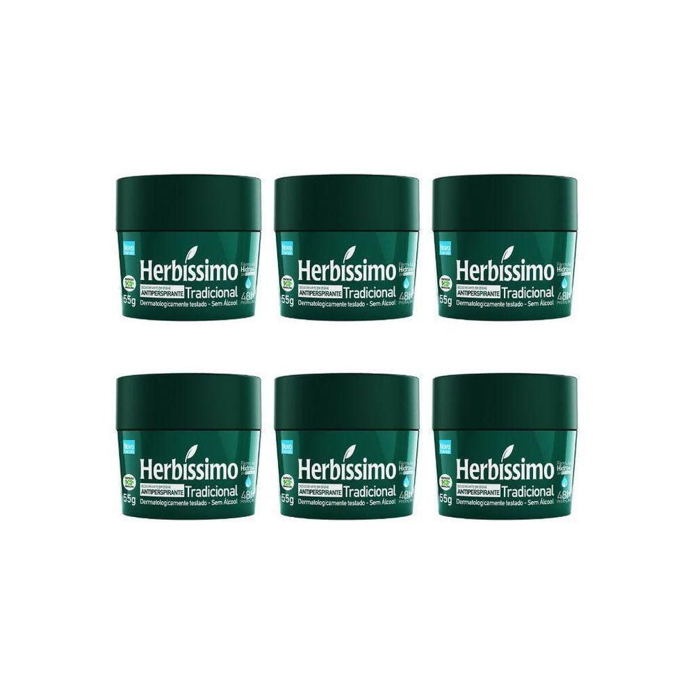 Desodorante Creme Herbíssimo 55G Tradicional - Kit Com 6Un