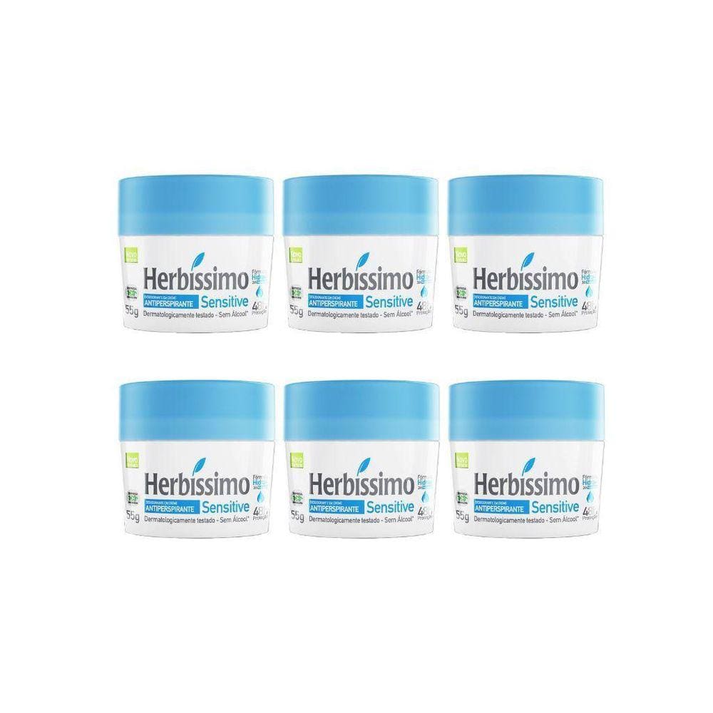Desodorante Creme Herbíssimo 55G Sensitive - Kit Com 6Un