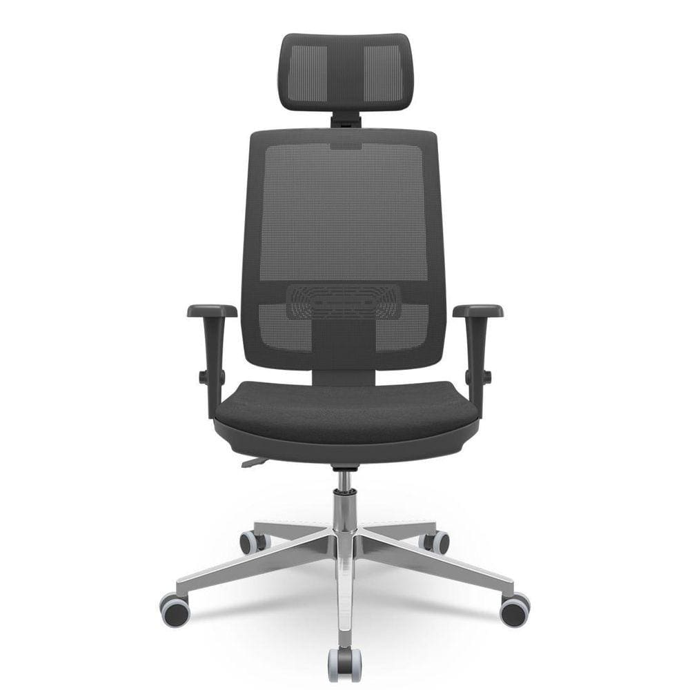 Cadeira Brizza 3D Backplax Apoio Aluminio Poliéster Preto