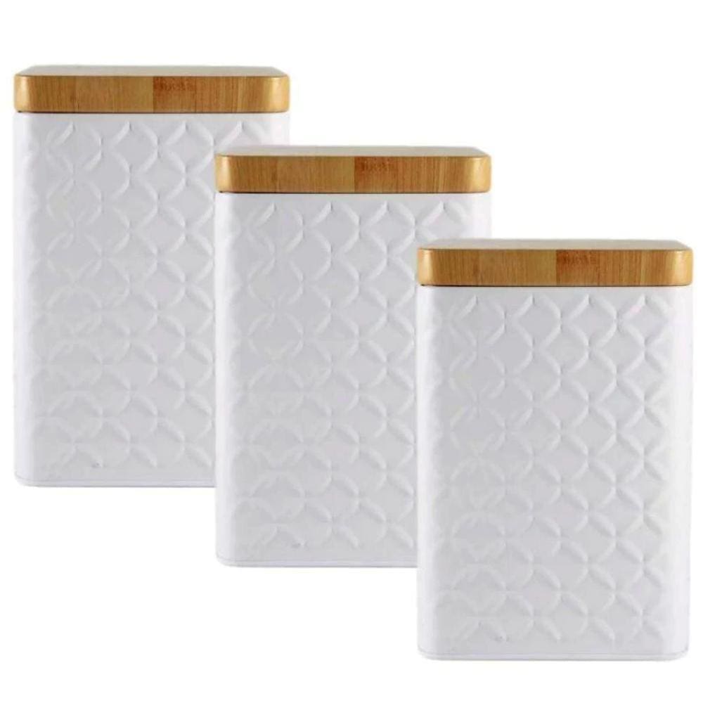 Kit Porta Mantimentos Jogo De Latas Kit Potes Com 3 Unidades
