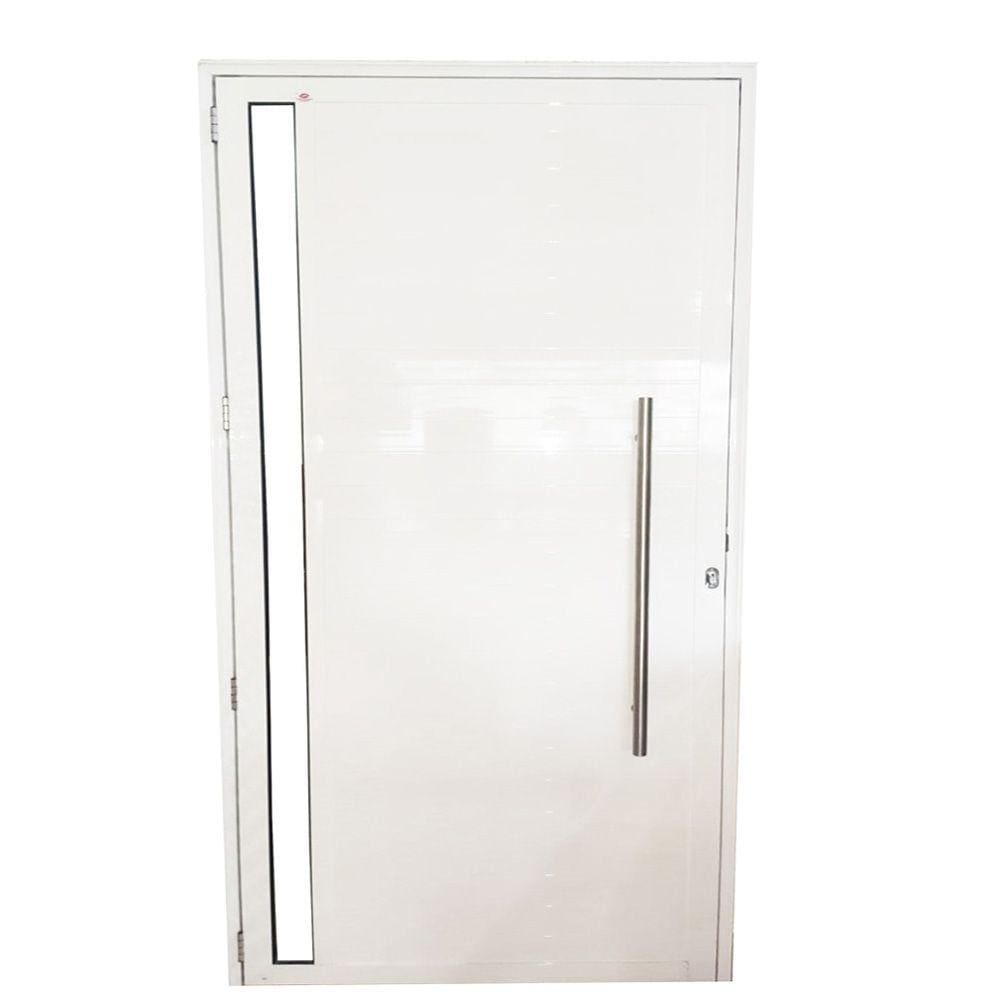 Porta Lambril de Alumínio Branco  2.10 X 0.80 x 0.045 com Puxador e Vidro