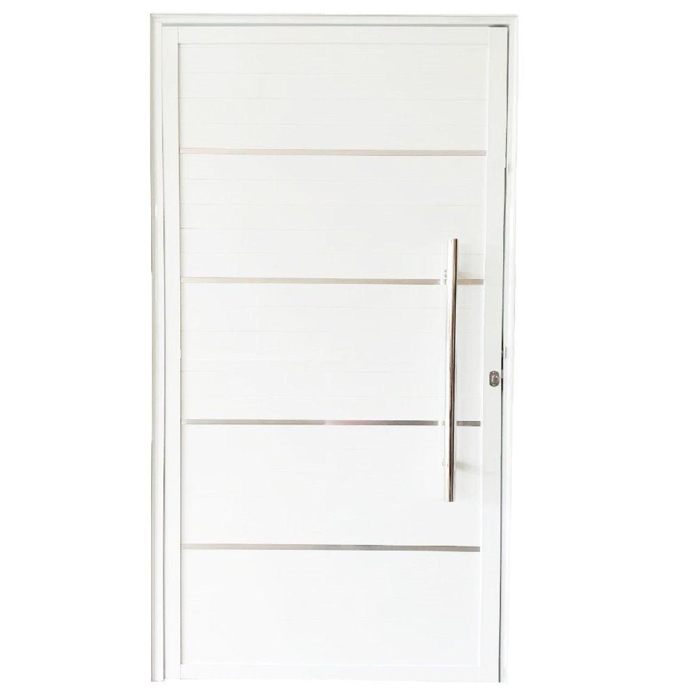 Porta Lambril de Alumínio Branco 2.10 X 0.80 x 0.045 com Puxador e Friso