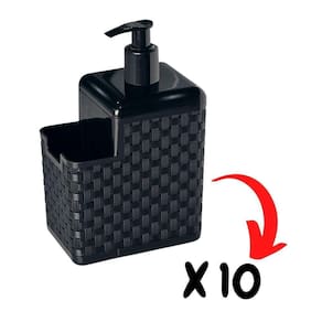Kit 10 Porta Detergente E Esponja Bico Dispenser 2Em1 Preto