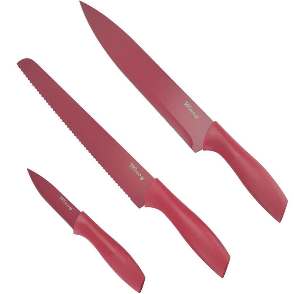 Conjunto De Facas Inox Coloridas 3 Peças