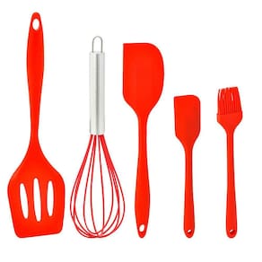 Kit De Utensílios Espátulas Para Cozinha Vermelho 5 Peças