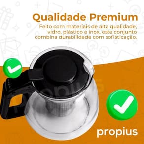 Chaleira Bule Infusor 1L E 4 Xícaras Inox Café Chá Jarra