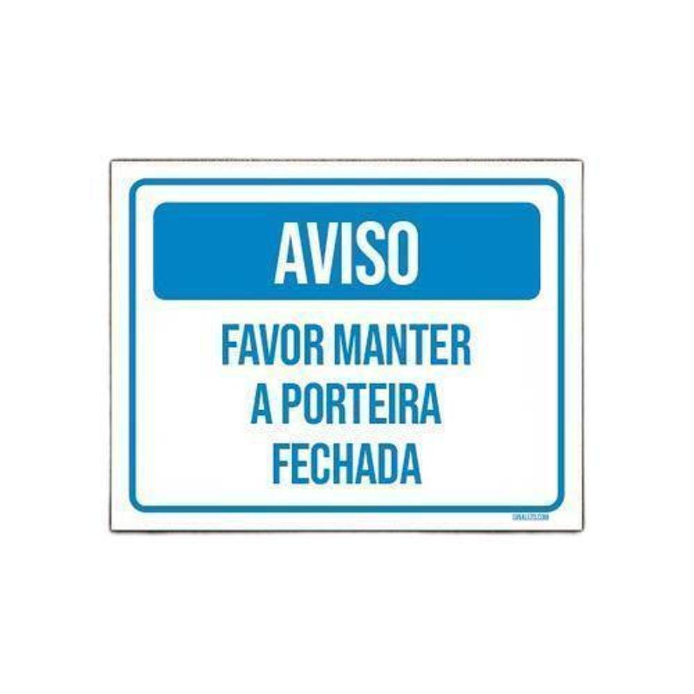 Kit 3 Placas Aviso Favor Manter Porteira Fechada