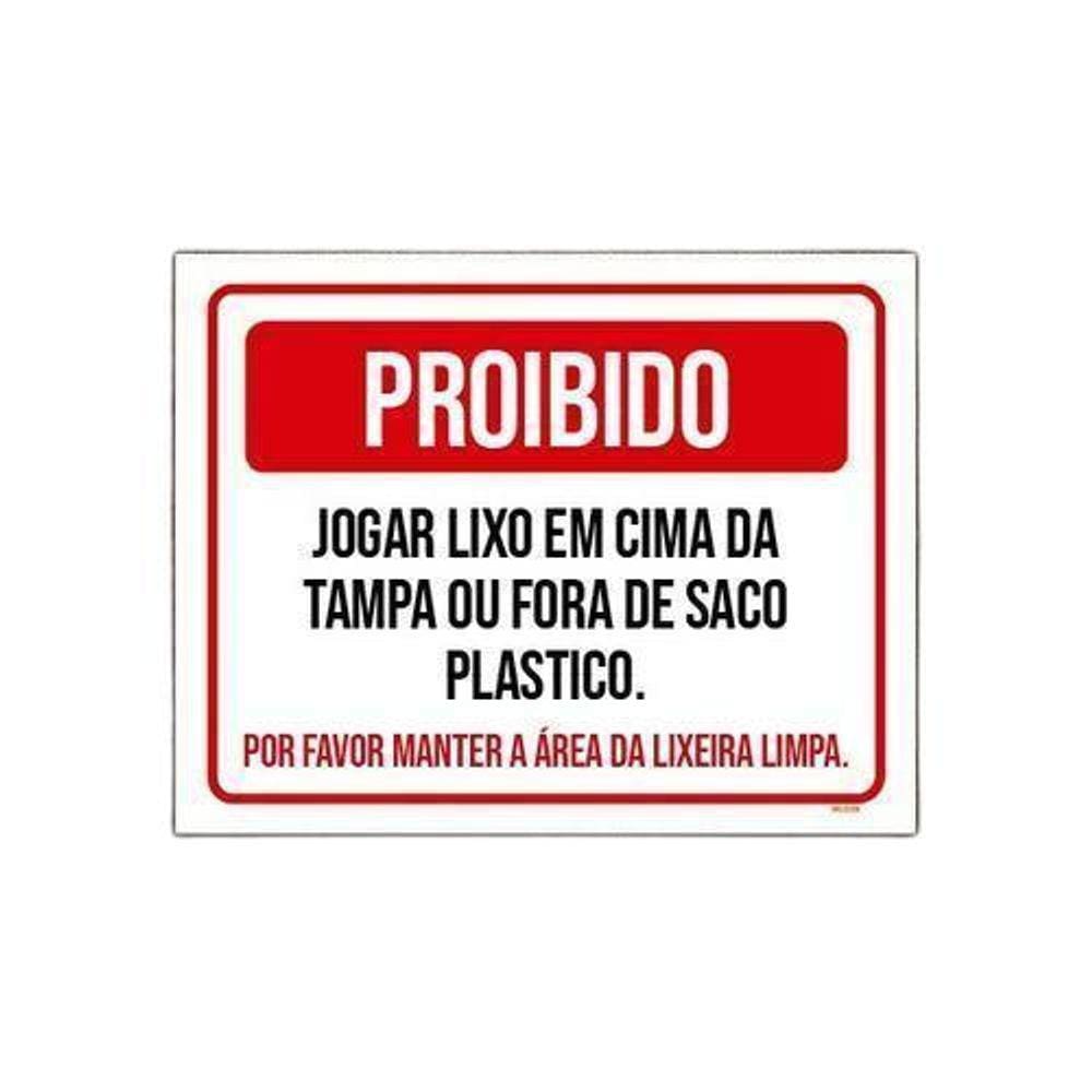 Kit 3 Placas Proibido Jogar Lixo Em Cima Da Tampa