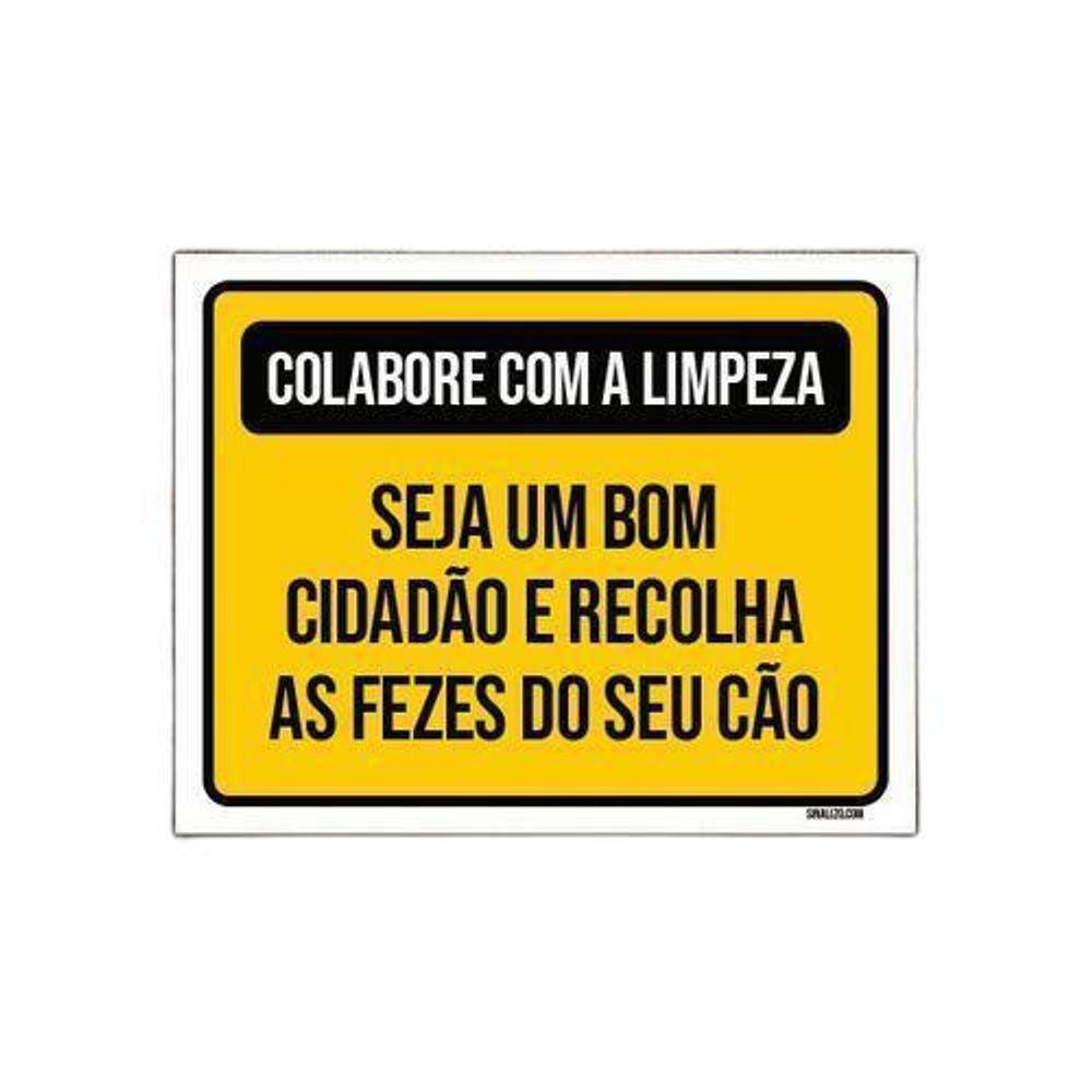 Kit 3 Placas Colabora Com Limpeza Recolha Fezes Cão