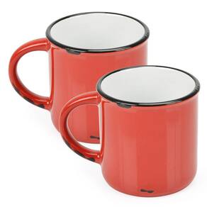 2 Canecas Tipo Esmaltada Cerâmica Grand Retro 320Ml Vermelho