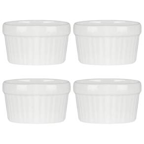 4 Ramekin De Porcelana Classic Branco 6Cm X 4Cm Lyor