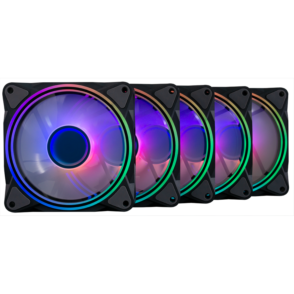 Kit 5 Fans Gamer One Power Radiant x5 ARGB Com Controladora Preto - FN-702