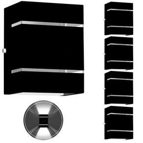 5 Arandelas Externa 2 Frisos Foco Fachos Parede Muro Preto