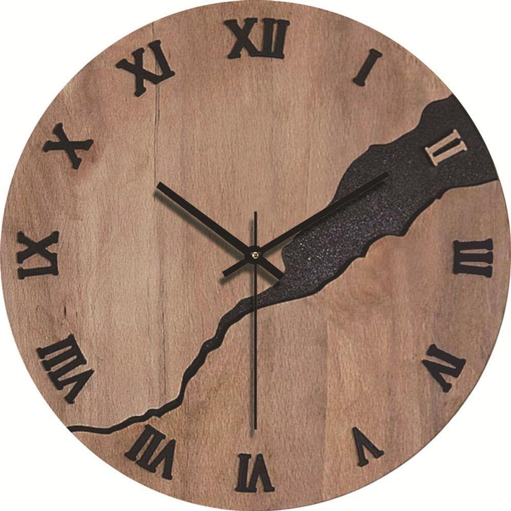 Relógio de parede Simple Silent Wood 30cm de diâmetro
