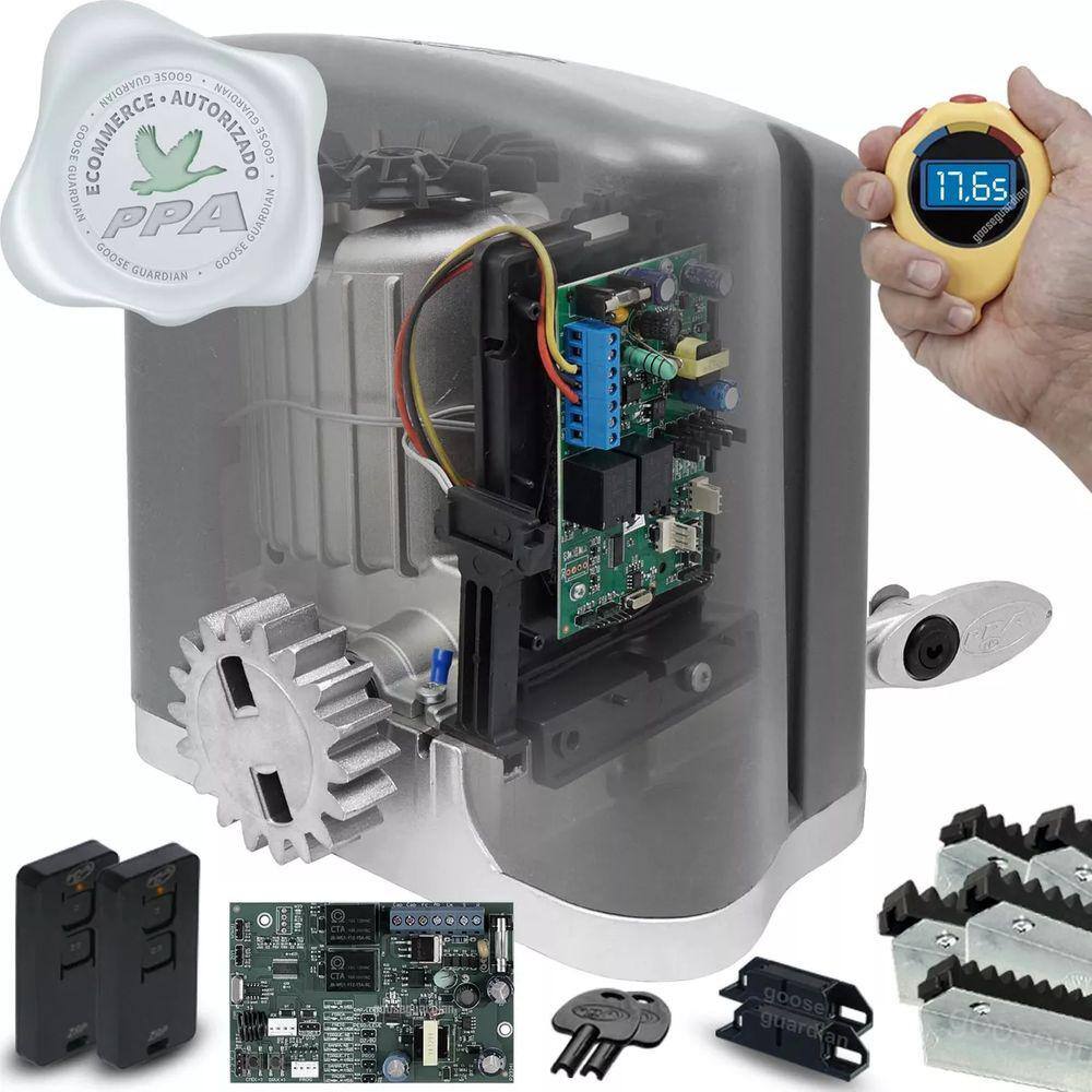 Kit 1 Motor Ppa Dz Rio 5m Crem 2 Control Portão 400kg