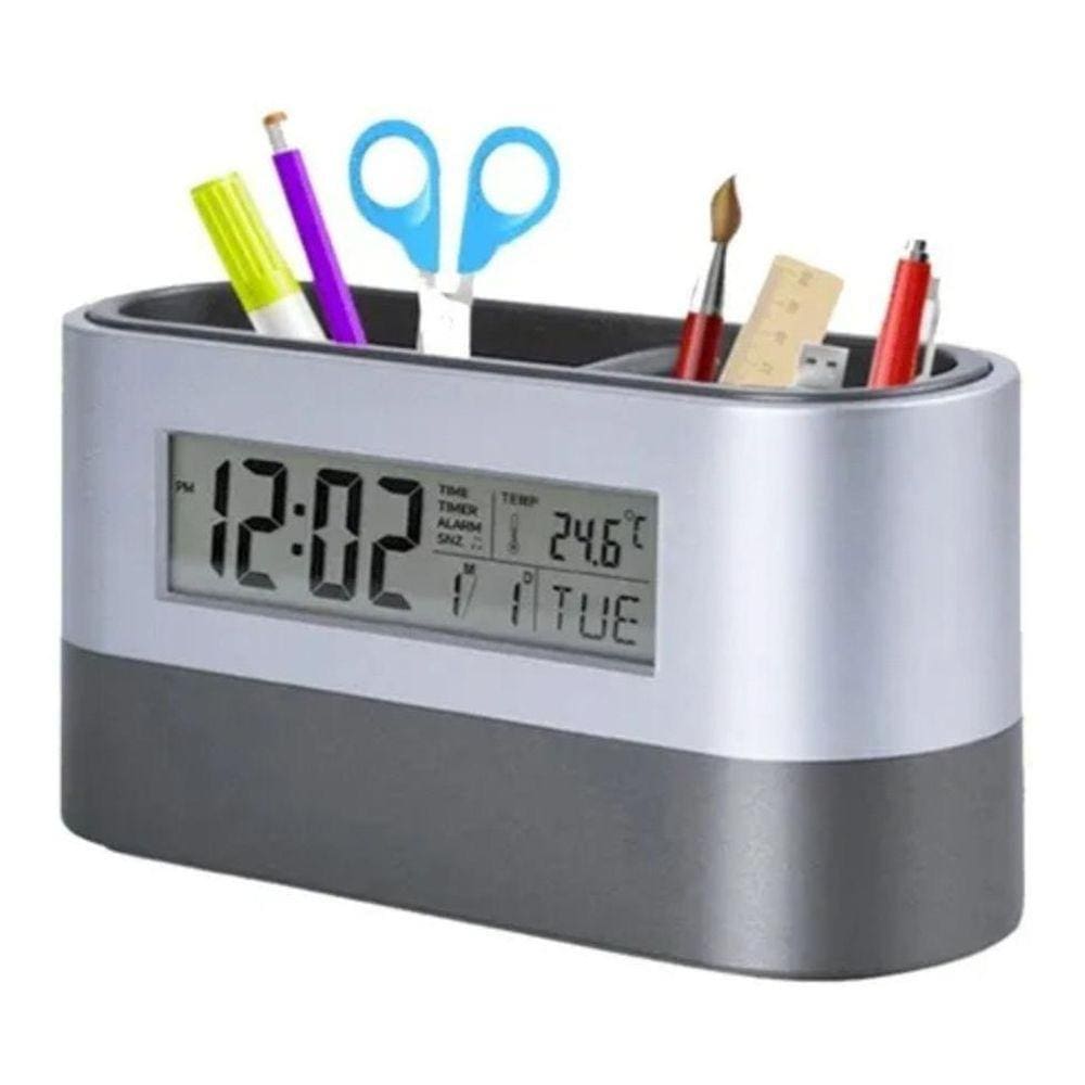 Relógio Despertador De Mesa Porta Caneta Le-8123 - Lelong