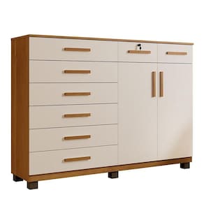 Comoda New Triunfo Quarto Com 8 Gavetas E 2 Portas Cinamomo/off White Cinamomo/off White
