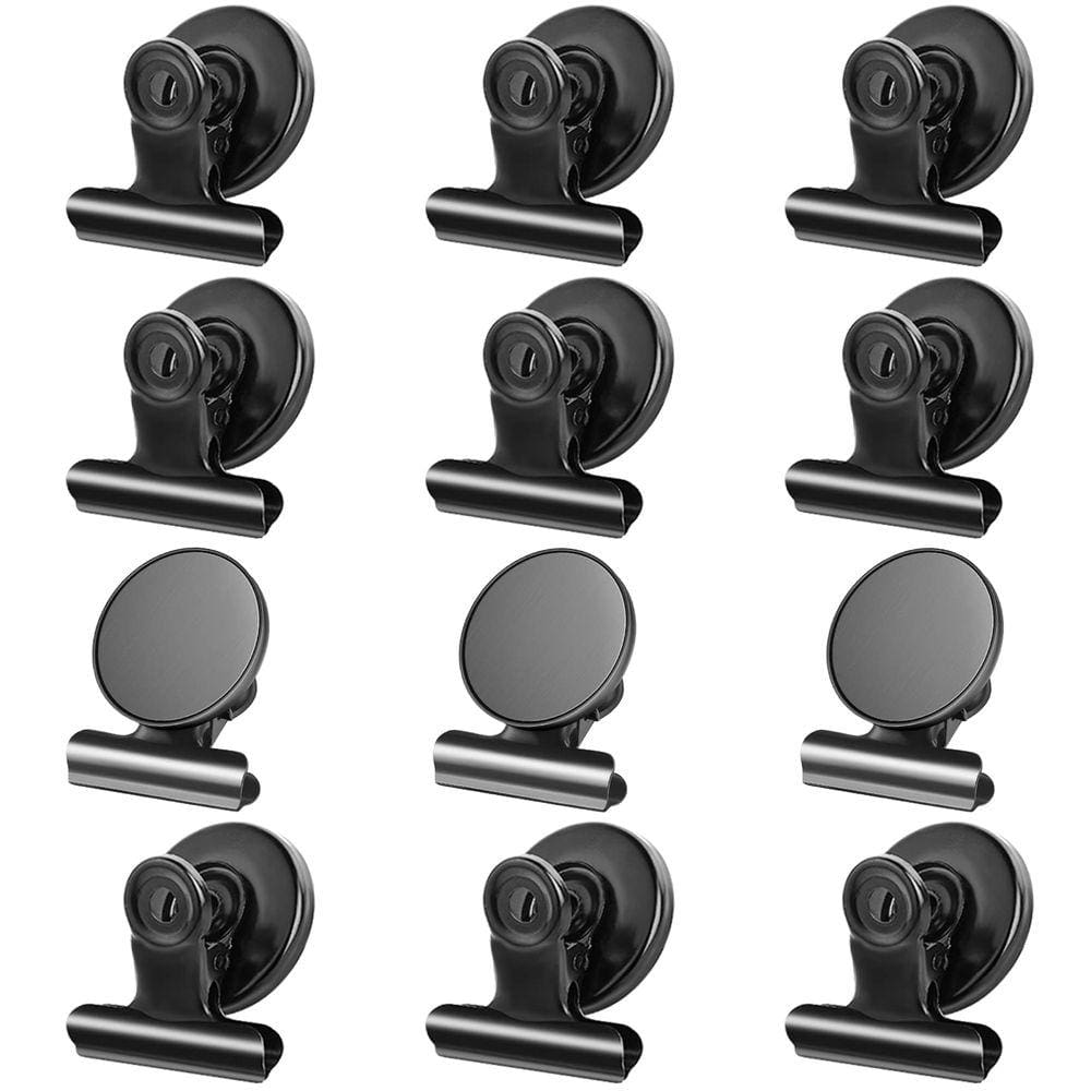 Imãs de geladeira Grtard Magnetic Clips, pacote com 12 (pretos)