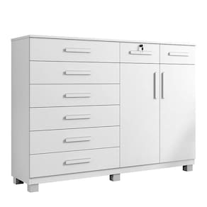 Comoda New Triunfo Quarto Com 8 Gavetas E 2 Portas Branco Branco