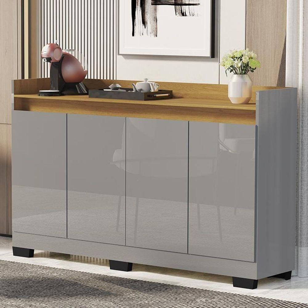 Aparador Buffet Sala Lord 4 Portas Onix/mel Onix/mel
