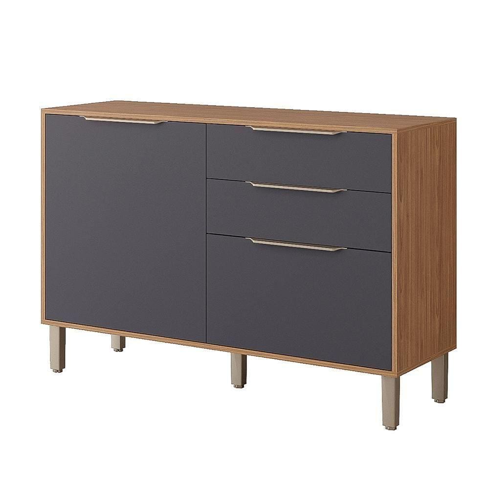 Balcão Divina 120 Cm Para Cozinha Com 2 Portas E 2 Gavetas Freijo/titanium Freijo/titanium