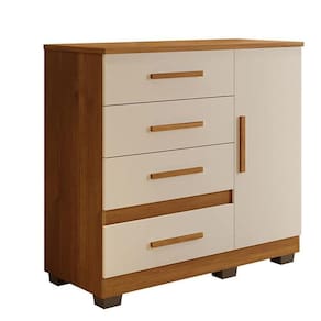Comoda New Florença Quarto Com 4 Gavetas E 1 Porta Cinamomo/off White Cinamomo/off White