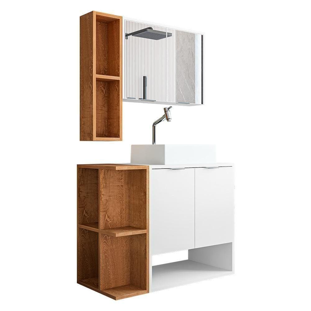 Gabinete Banheiro Star Cuba Dalla Torneira Dl08 E Valv Abs Branco/naturale Branco/naturale