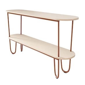 Aparador Requinte Pés De Aço Tubolar 160 Cm Off White/cobre Off White/cobre