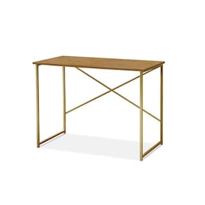 Escrivaninha Steel 76 Cm Estilo Industrial Com Pés Em Aço Dourado/naturale Dourado/naturale