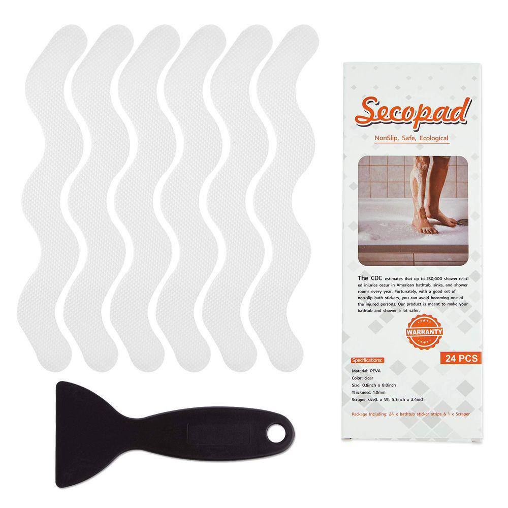 Adesivos de banho Secopad Anti Slip, 24 unidades com raspador para banho