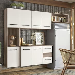 Armario Cozinha 7 Portas E 2 Gavetas Juliete Carvalho Nature/off White Carvalho Nature/off White