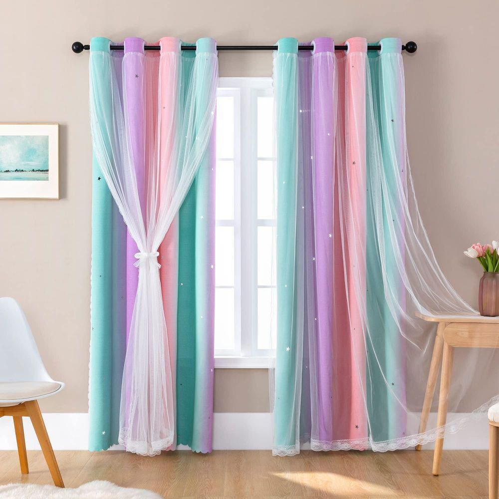 Cortinas XiDi Unicorn Princess Theme Room Darkening 160x160c