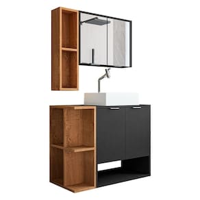 Gabinete Banheiro Star Cuba Dalla Torneira Dl08 Valv Click Preto Fosco/naturale Preto Fosco/naturale