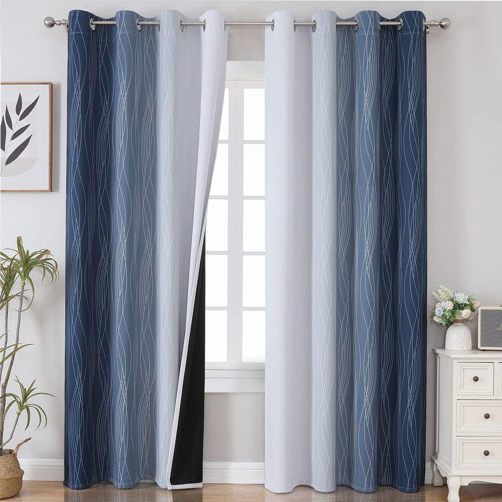 Cortinas Estelar Textiler Azul marinho/Branco acinzentado 213x213cm