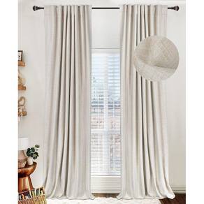 Cortinas 100% Blackout Shield Linen, 2 painéis, 50x84cm, creme