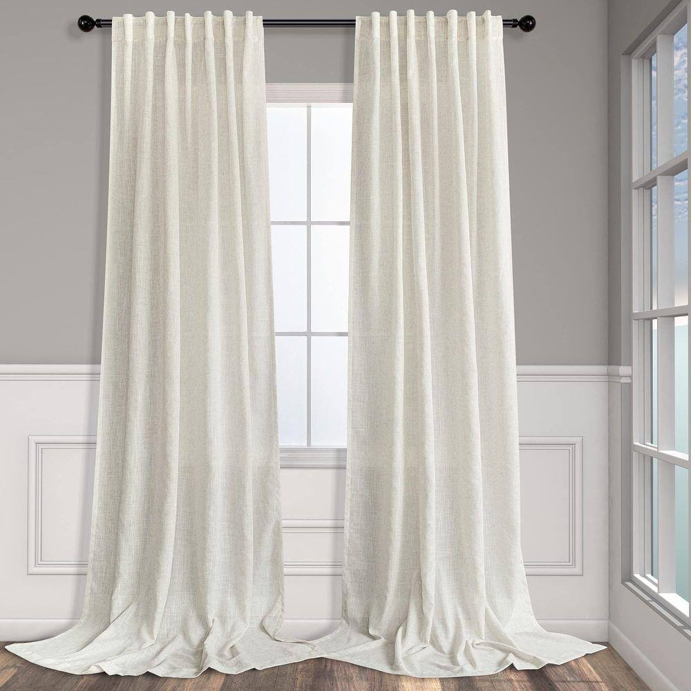 Cortinas Pitalk l Linen 213 cm de comprimento 2 painéis em marfim