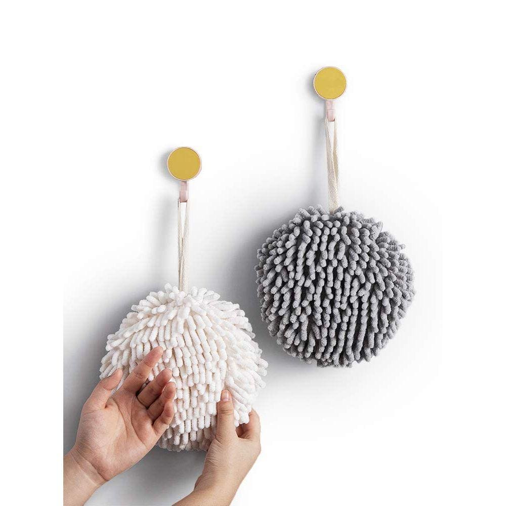 Toalha Sophie & Panda Fuzzy Ball branca/cinza (conjunto de 2)