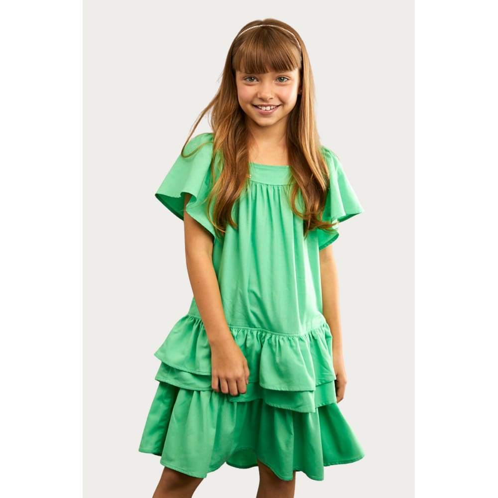 Vestido Verde Algodão Menina Ópera Kids