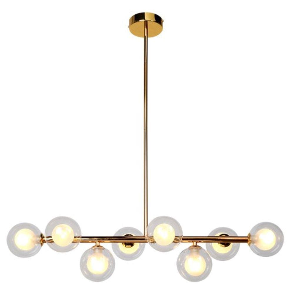 Pendente Molecular Dourado com Globos Transparente 77cm 8G9