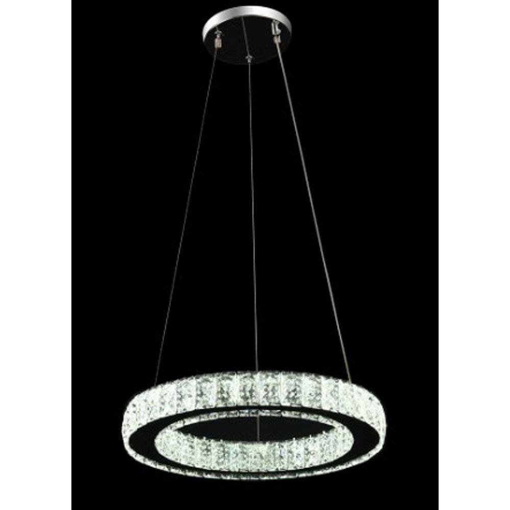 Pendente 1 Anel Cristal 30cm Led 25W 3 em 1 Bivolt