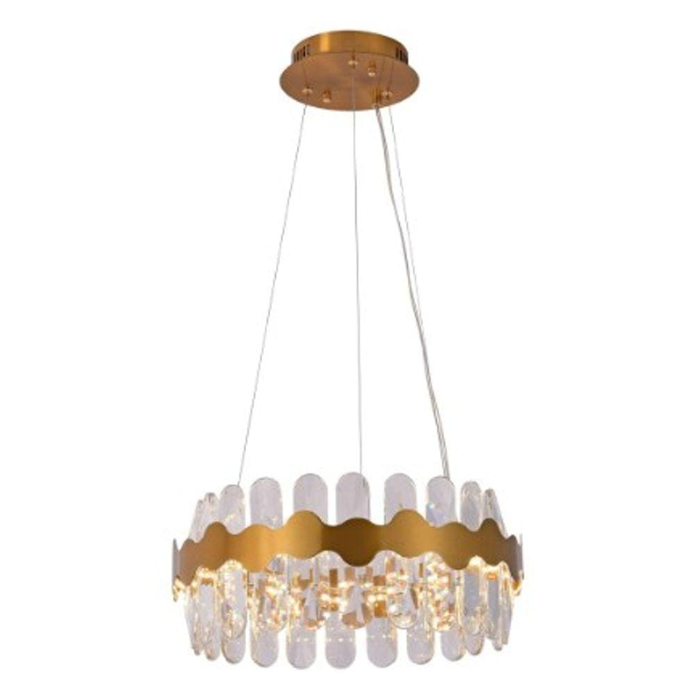 Lustre Bronze com Cristais Transparente 42cm Led 48W 3 em 1 Bivolt