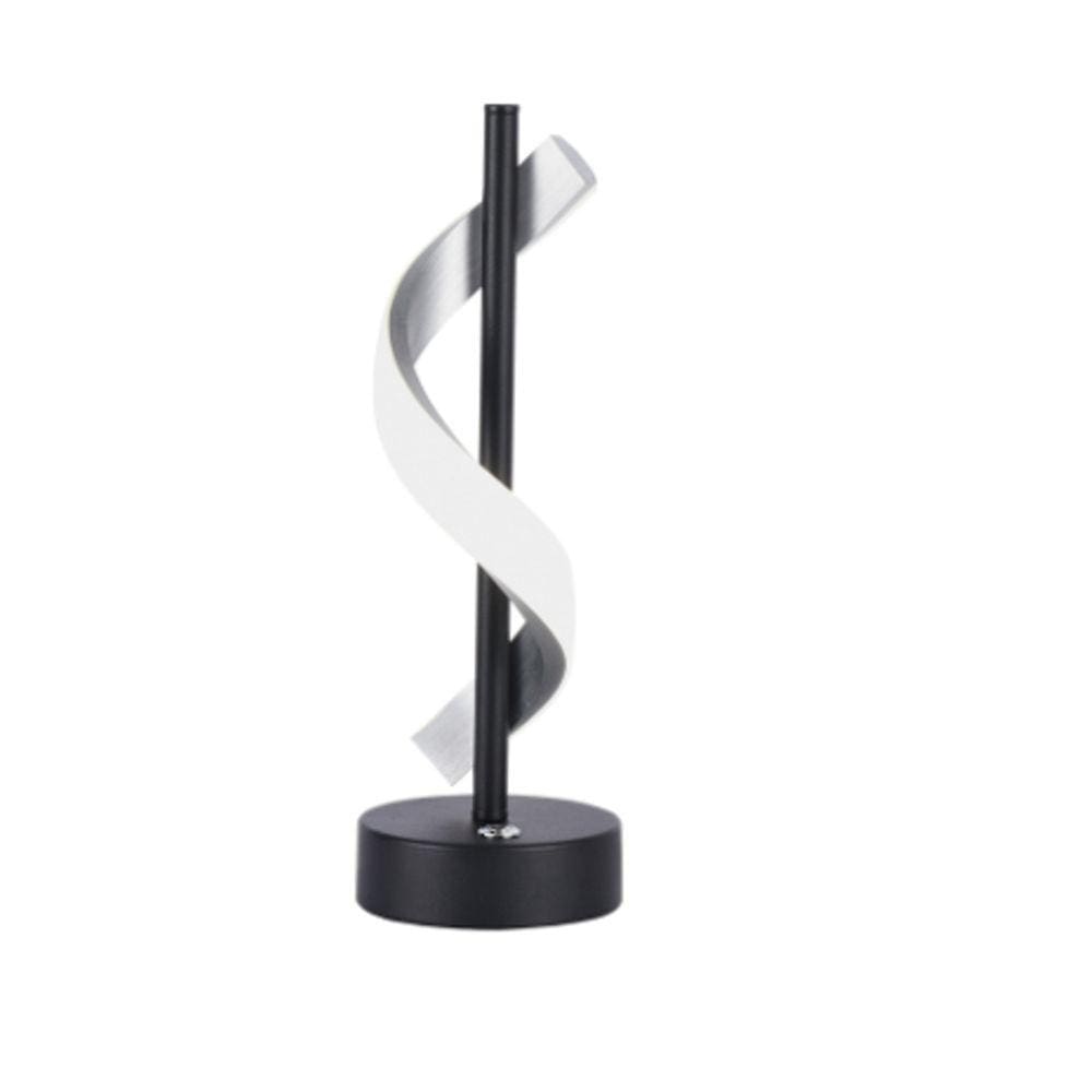 Luminária de Mesa Abajur Espiral Preto e Prata 37cm Led 10W 4000K Bivolt