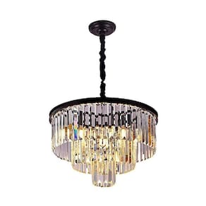 Lustre Preto com Cristais Transparente 50cm 6E14