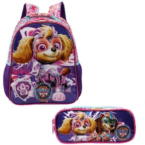 Kit Mochila de Costas Paw Patrol Patrulha Canina Fillme Skye Rosa + Estojo Duplo Patrulha Canina Xeryu`s