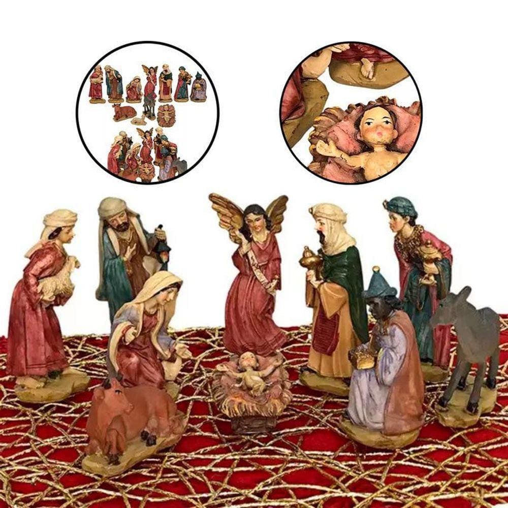 Presépio Natal Completo 11 Peças Sagrada Família Delicado