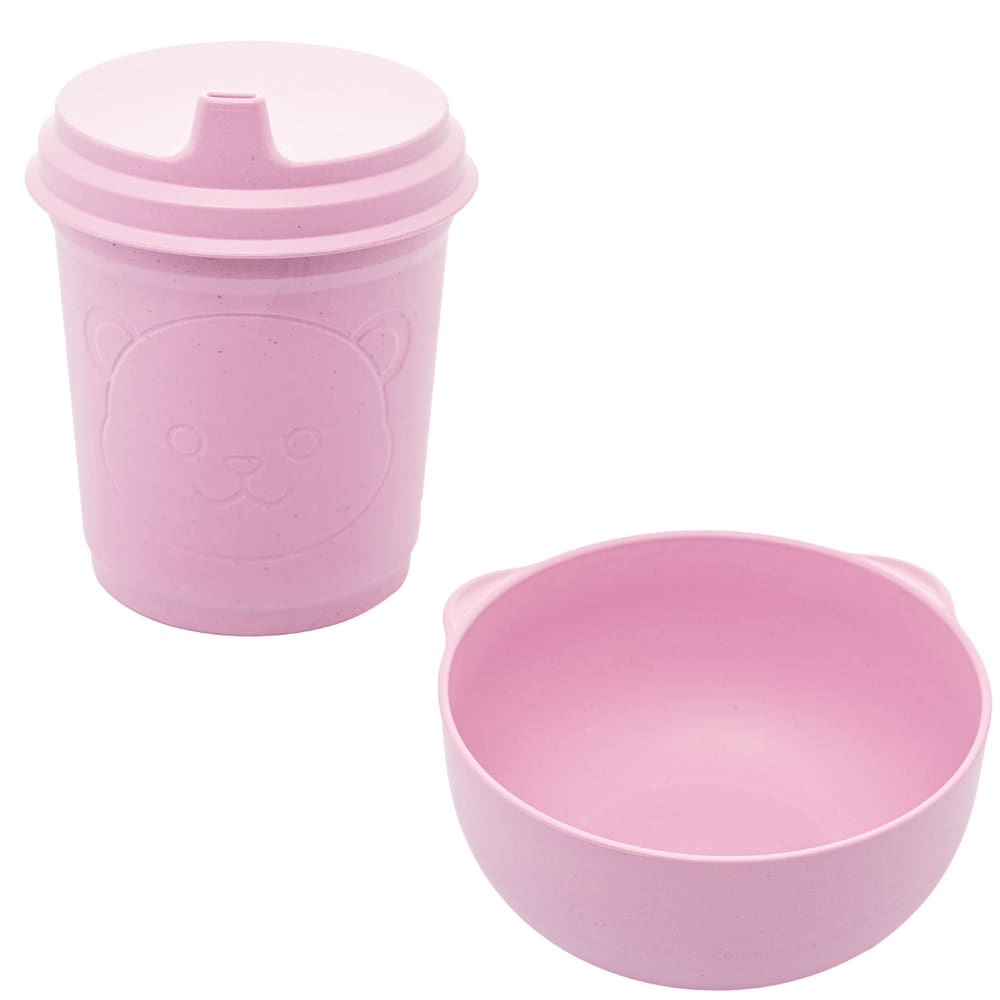 Kit Refeição Infantil Bowl + Copo Baby Bear Rosa - Lyor