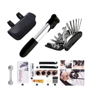 Kit Ferramentas De Reparo, Bomba, Remendo E Chave Para Bike